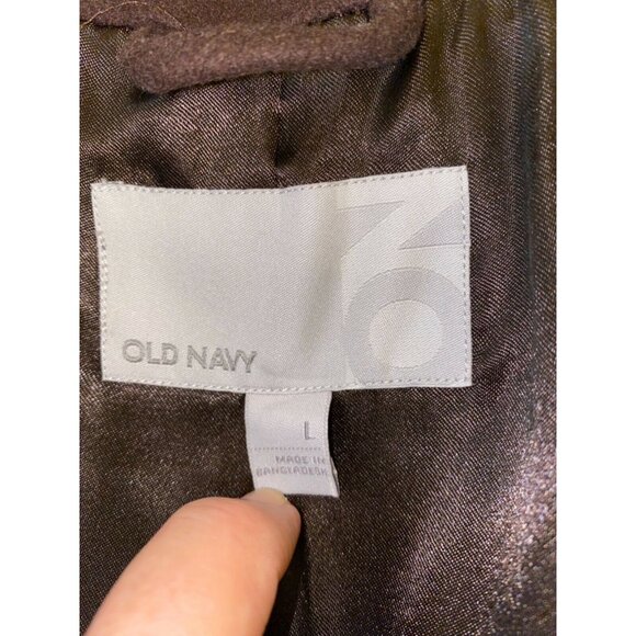 Old Navy Womens Double-Breasted Brown Wool Blend Peacoat L - Picture 4 of 6